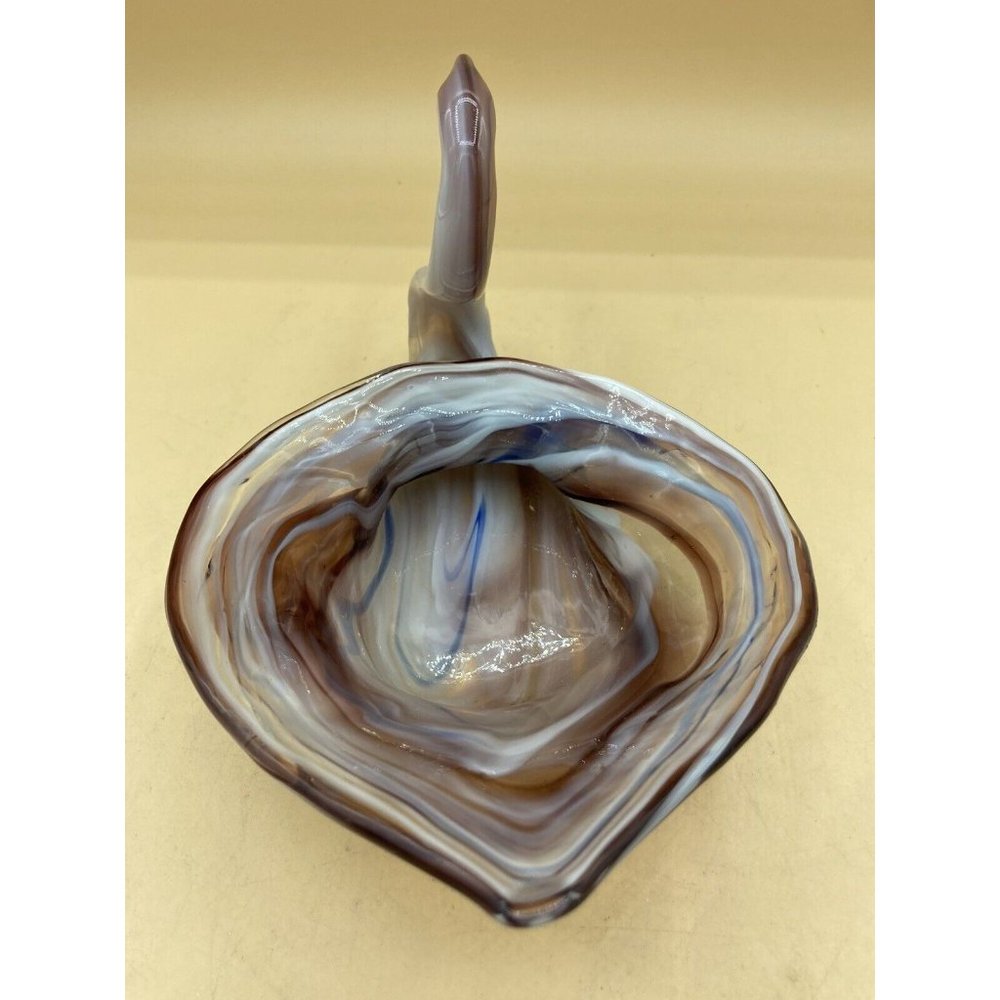 Swan Dish Cherokee Glass by Wagon Hill Art Glass Decor Vintage 5” X 9” - Picture 10 of 12